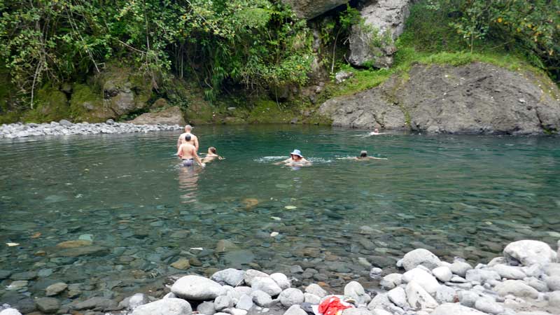 Swimming in a river in Tahiti