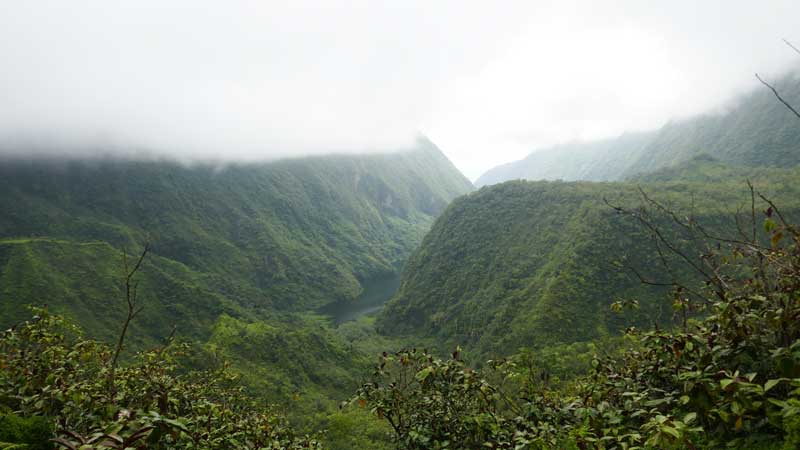 Towering mountains in Tahiti valley