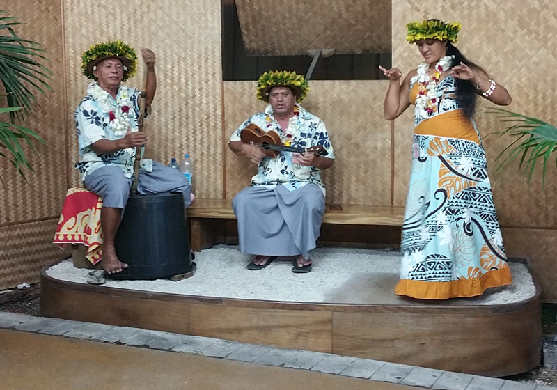 Singing and playing at Tahiti airport
